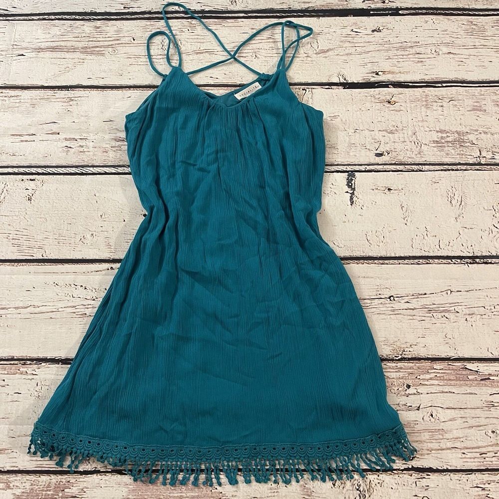 Socialite Womens Sweetheart Mini Dress Teal Blue Size XS